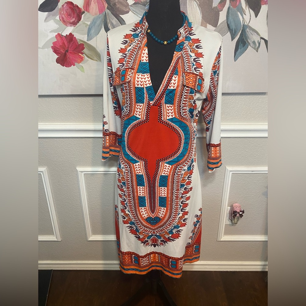 Vibrant Multicolor Tribal Print Dress - Picture 6 of 15